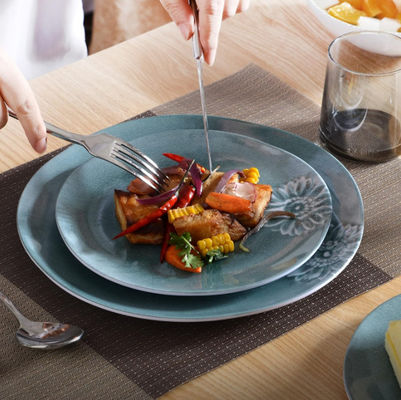 নীল সবুজ ক্যাম্পিং মেলামাইন ডিনার ইনডোর এবং আউটডোর জন্য সেট