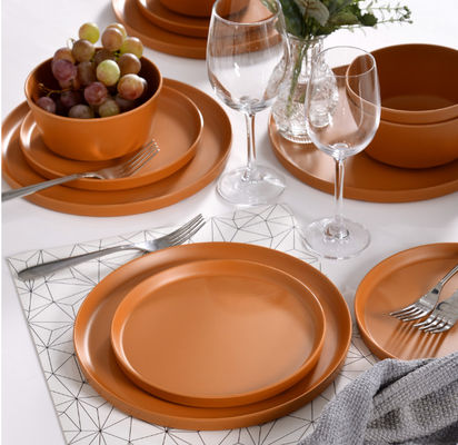 12pcs মেলামাইন প্লেট বাটি টেকসই ডিশওয়াশার নিরাপদ BPA মুক্ত