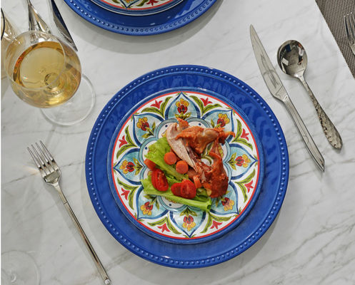 মেলামাইন ডিনারওয়্যার সেট, 12 পিসি ডিশ সেট 4 এর জন্য, প্লেট এবং বাটি সেট আউটডোর ডিনারওয়্যার, ডিশওয়াশার সেফ বিপিএ ফ্রি (পুনরায়