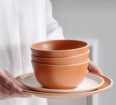 গুফাইথ মেলামাইন ডিনারওয়্যার সেট 12 পিসি, প্লেট এবং বাটি 4টির জন্য, অবিচ্ছিন্ন ডিনারওয়্যার সেট, পার্টির জন্য আদর্শ ডিনারওয়্যার,