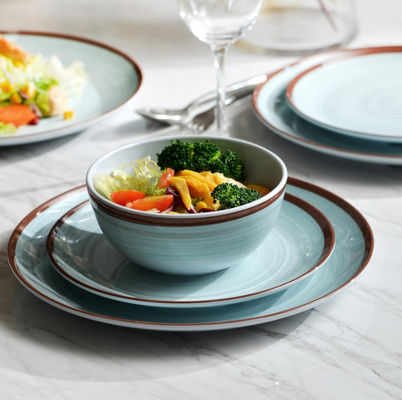 সবুজ 12 পিসি মেলামাইন ডিনারওয়্যার সেট প্লেট এবং বাটি Morden