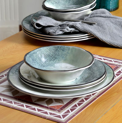 গ্রিন 12 পিস মেলামাইন ডিনারওয়্যার সেট আউটডোর ইনডোর ব্যবহারের জন্য