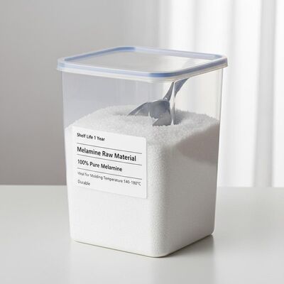 শেল্ফ জীবন 1 বছর মেলামিন কাঁচামাল 100 শতাংশ মেলামিন ছাঁচনির্মাণের জন্য আদর্শ তাপমাত্রা 140-180 ডিগ্রি সেলসিয়াস টেকসই